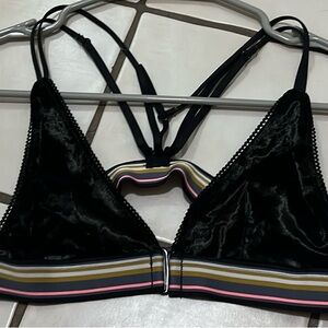 Victoria Secret Velvet Black Bikini Top size small